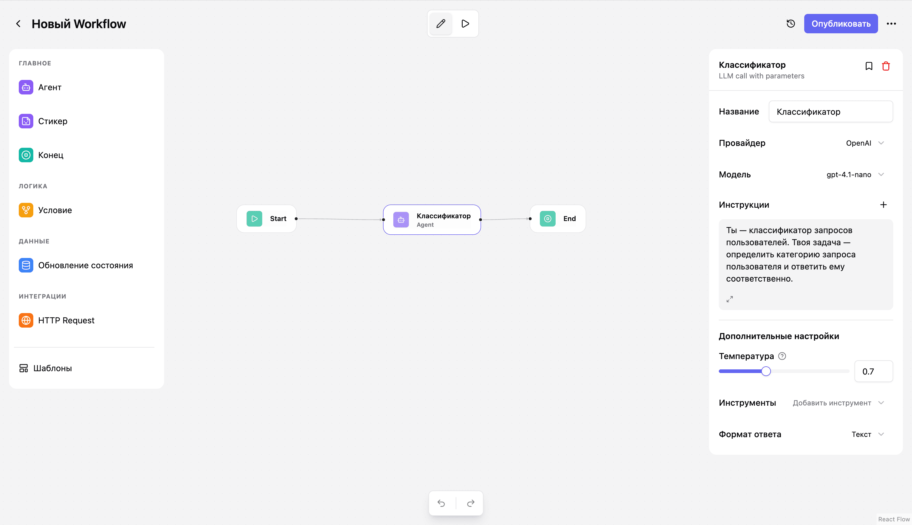 Assemblix: готовый AI-агент классификатор в конструкторе субагентов